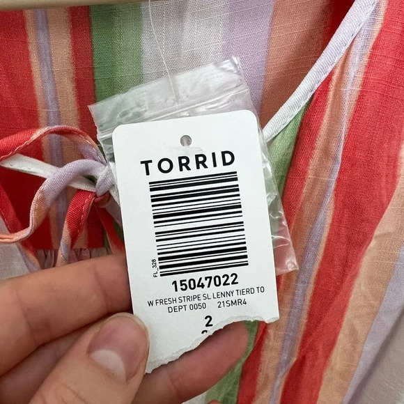 Torrid • TIERED TANK - TEXTURED STRETCH RAYON MULTI STRIPE - Picture 6 of 8